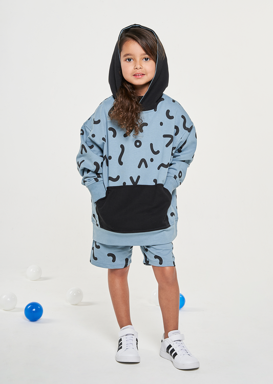 Set Buzo/Short Súper Volcánico Negro/Azul
